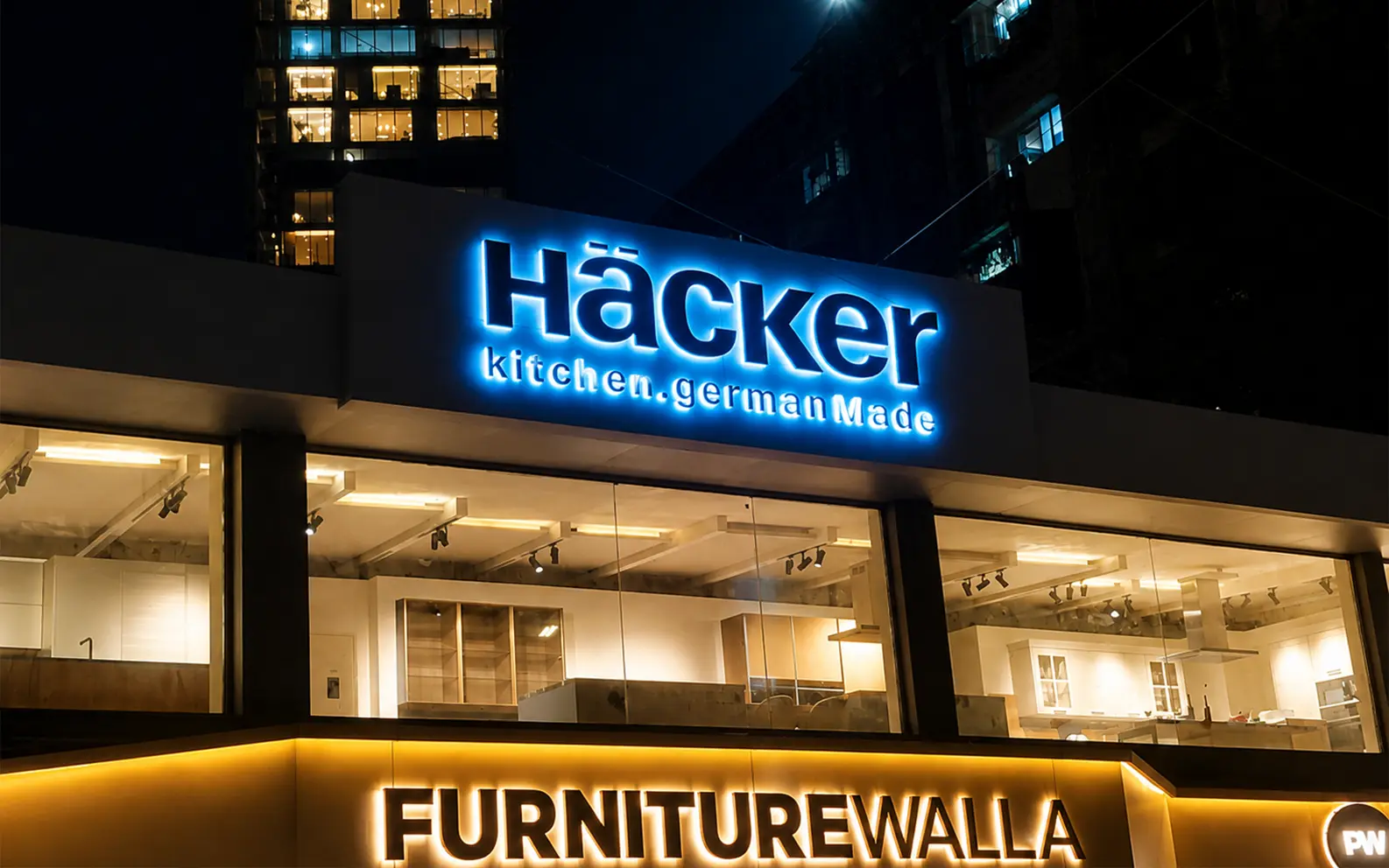 Backlit LED Sign — Häcker Kitchen, Mumbai