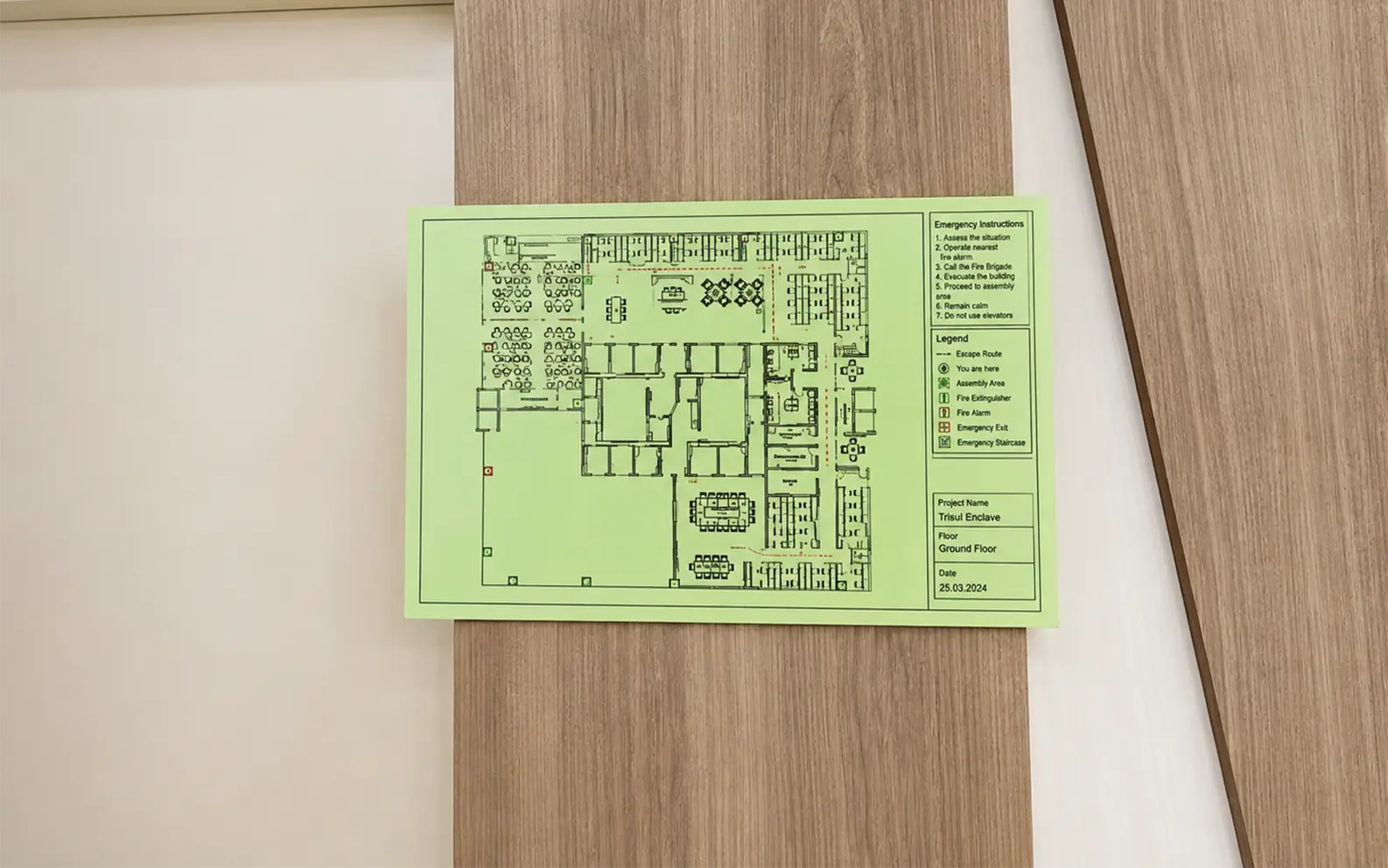 Safety & Utility Signage — Trisul Enclave — Ground Floor Emergency Plan, Mumbai