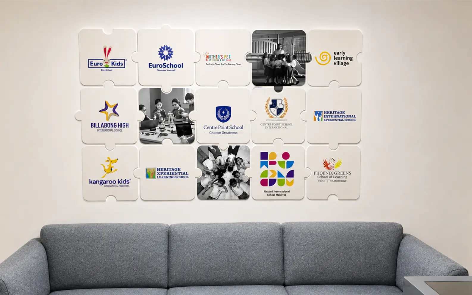 Wall Graphics — School Brands Puzzle Wall, Mumbai