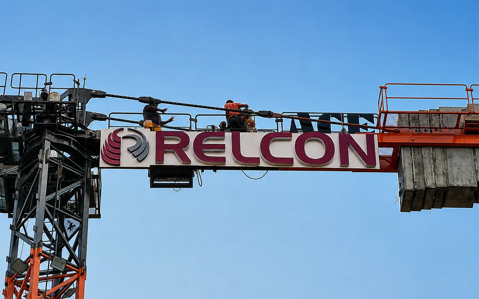 Crane Signs — Relcon — Installation in Progress, Mumbai