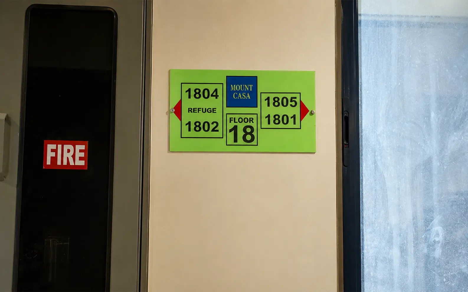 Safety & Utility Signage — Mount Casa — Refuge Floor 18, Mumbai