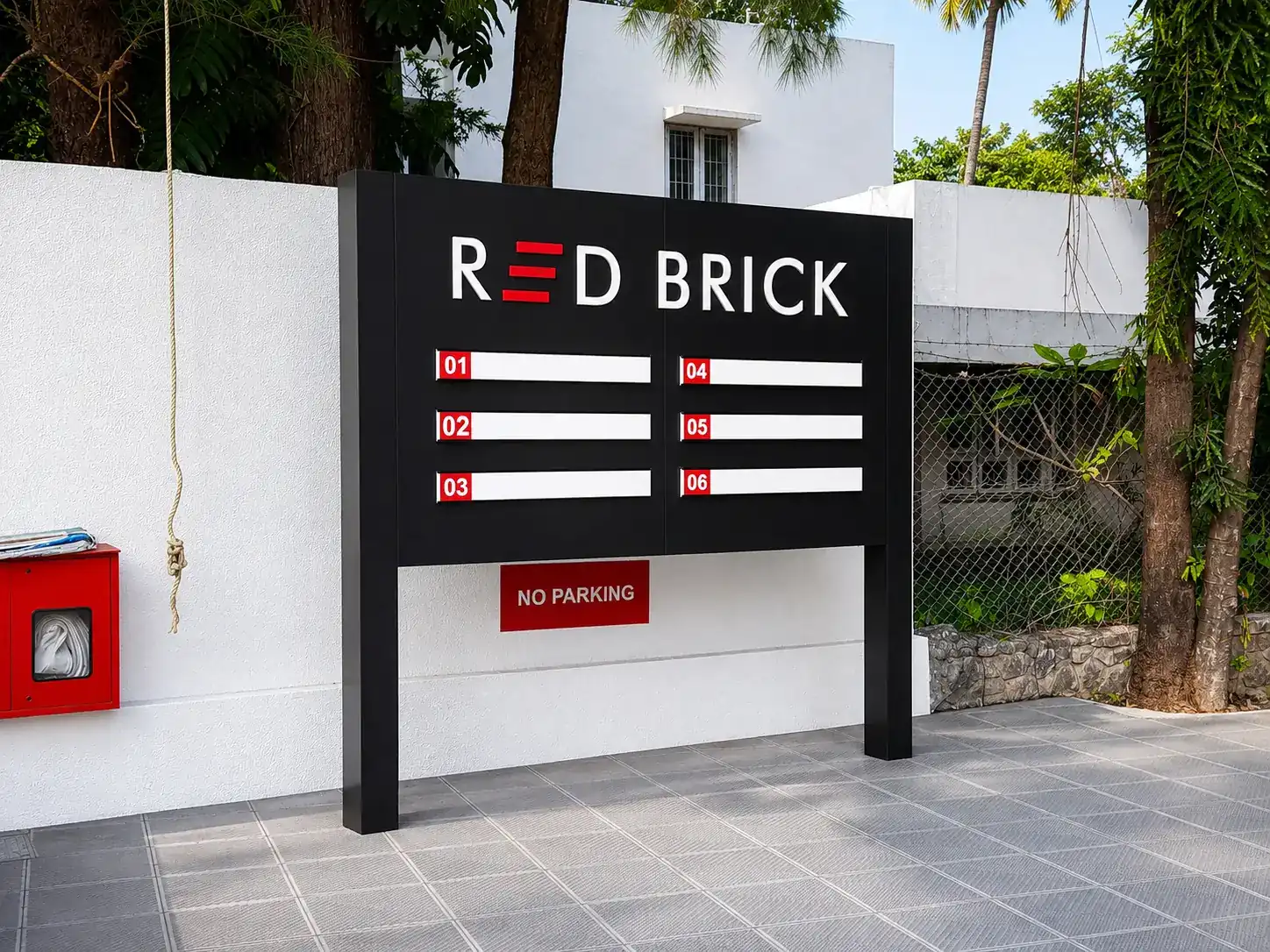 Pylons — Red Brick — Entrance Directory, Mumbai