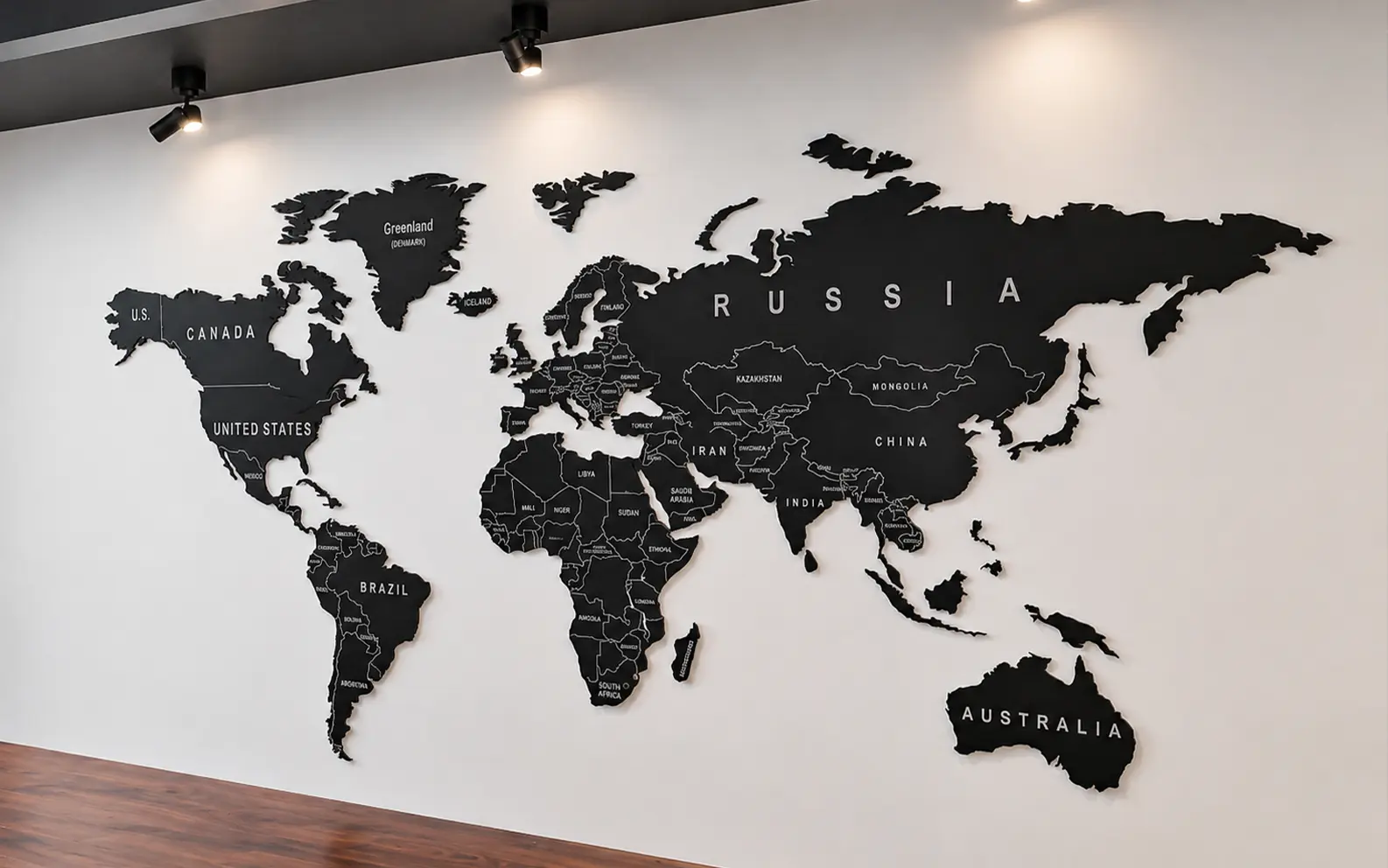 Wall Graphics — Black World Map Wall, Mumbai
